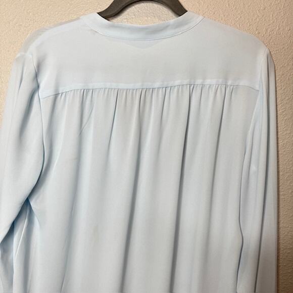 Loft Baby Blue Chiffon V-Neck Long Sleeve Blouse - Small - Picture 4 of 13